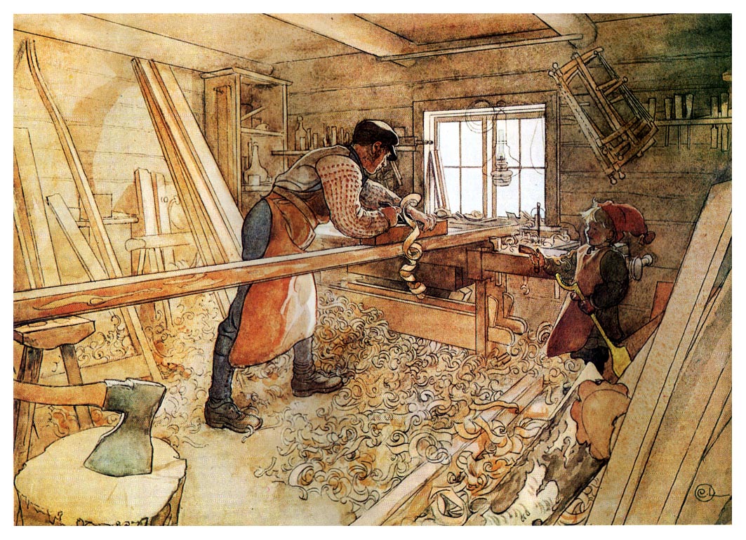 Carl Larsson In the Carpenter Shop 1905 Fine Art Print