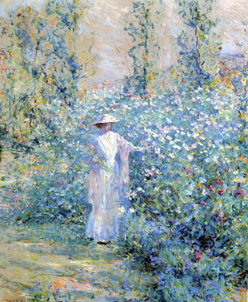 Robert Lewis Reid In the Flower Garden 1900 Fine Art Print
