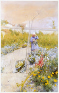 Carl Larsson In the Kitchen Garden 1883 Fine Art Print