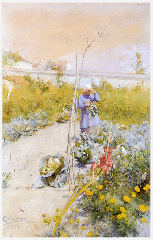 Carl Larsson In the Kitchen Garden 1883 Fine Art Print