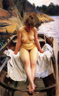 Anders Zorn In Werner's Rowing Boat 1917 Fine Art Print