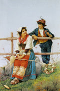 Filippo Indoni The Courtship 1914 Fine Art Print