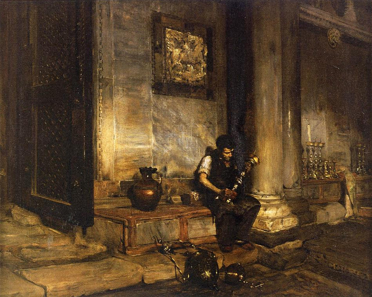 William Merritt Chase Interior of the Baptistry at St. Mark's 1878 Fine Art Print