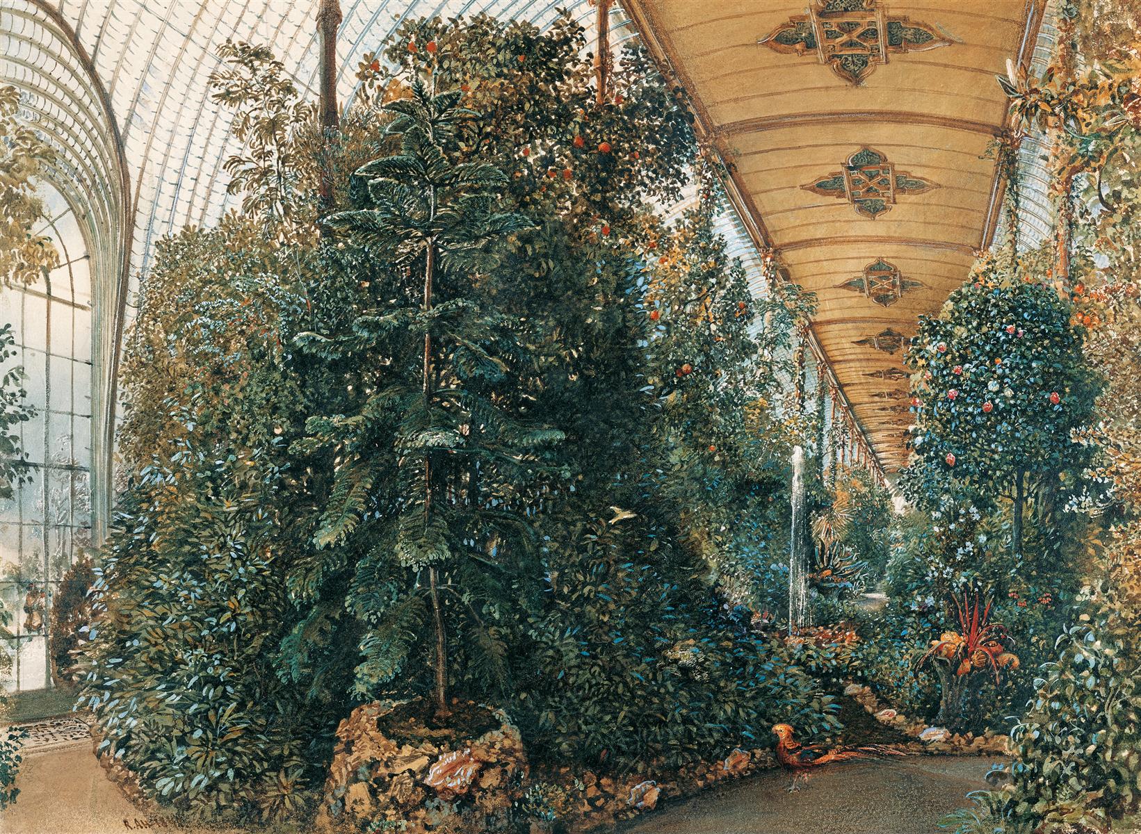 Rudolf von Alt Interior view of the Palm House of Lednice Castle 1842 Fine Art Print