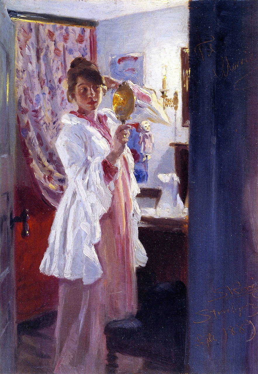 Peder Severin Kroyer Interior with the Artist's Wife (Marie Krøyer) 1889 Fine Art Print