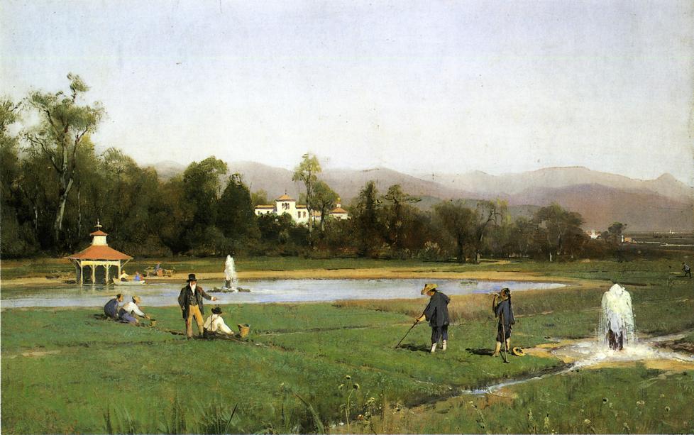 Thomas Hill Irrigating at Strawberry Farm 1859 Fine Art Print