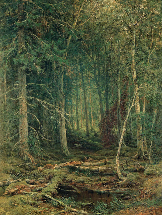 {{ product_title }} Fine Art Print | {{ product_vendor }} Jakero77 Ivan Shishkin Backwoods 1872 Russian Forest Landscape Fine Art Print Art Print  Jakero77