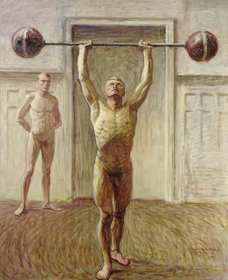 Eugène Jansson Pushing Weights with Two Arms 1914 Fine Art Print