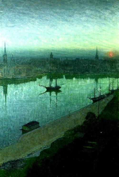Eugène Jansson Soluppgang over Staden 1890 Fine Art Print