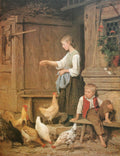 Albrecht Anker Young Girl feeding the Hens 1865 Fine Art Print