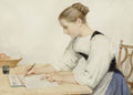 Albrecht Anker Young woman writing a letter 1903 Fine Art Print