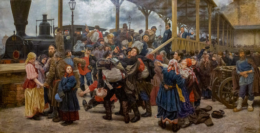 {{ product_title }} Fine Art Print | {{ product_vendor }} Jakero77 Konstantin Savitsky To the War 1888 Russian Train Station Fine Art Print Art Print  Jakero77
