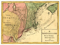 New England NY NJ PA Historic Old German Map Vintage 1759 Fine Art Print