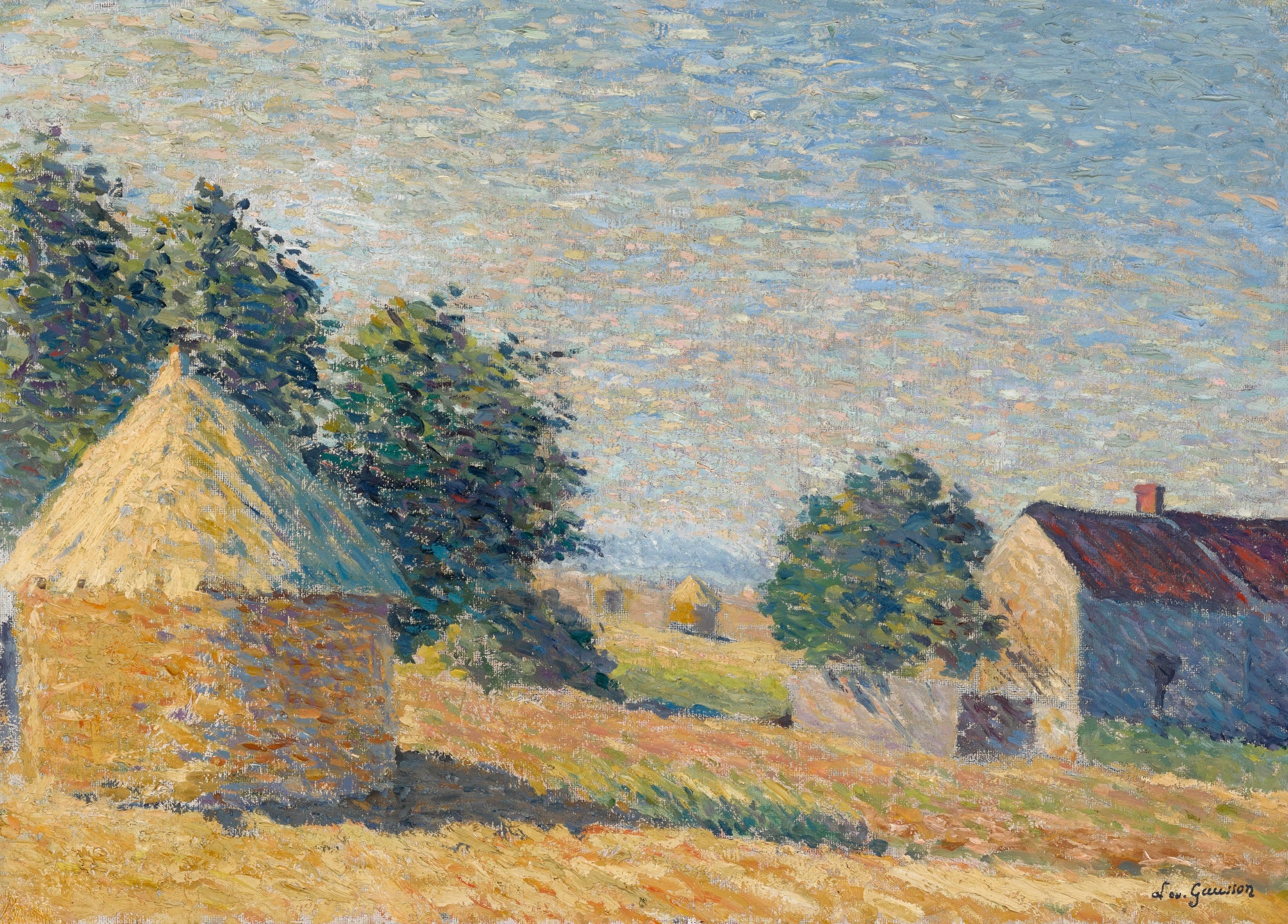 Léo Gausson Paysage Aux Meules De Foins 1910 Fine Art Print