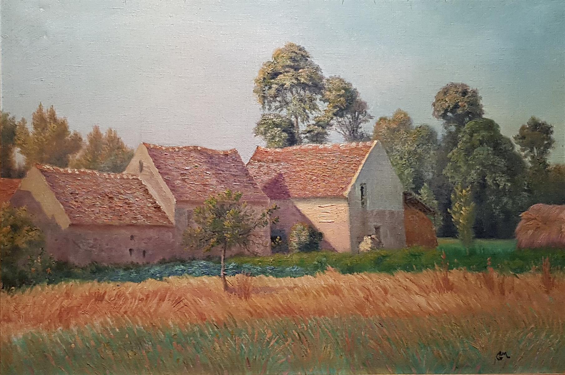 Léo Gausson Ferme et champs de blé à Gouvernes 1910 Fine Art Print