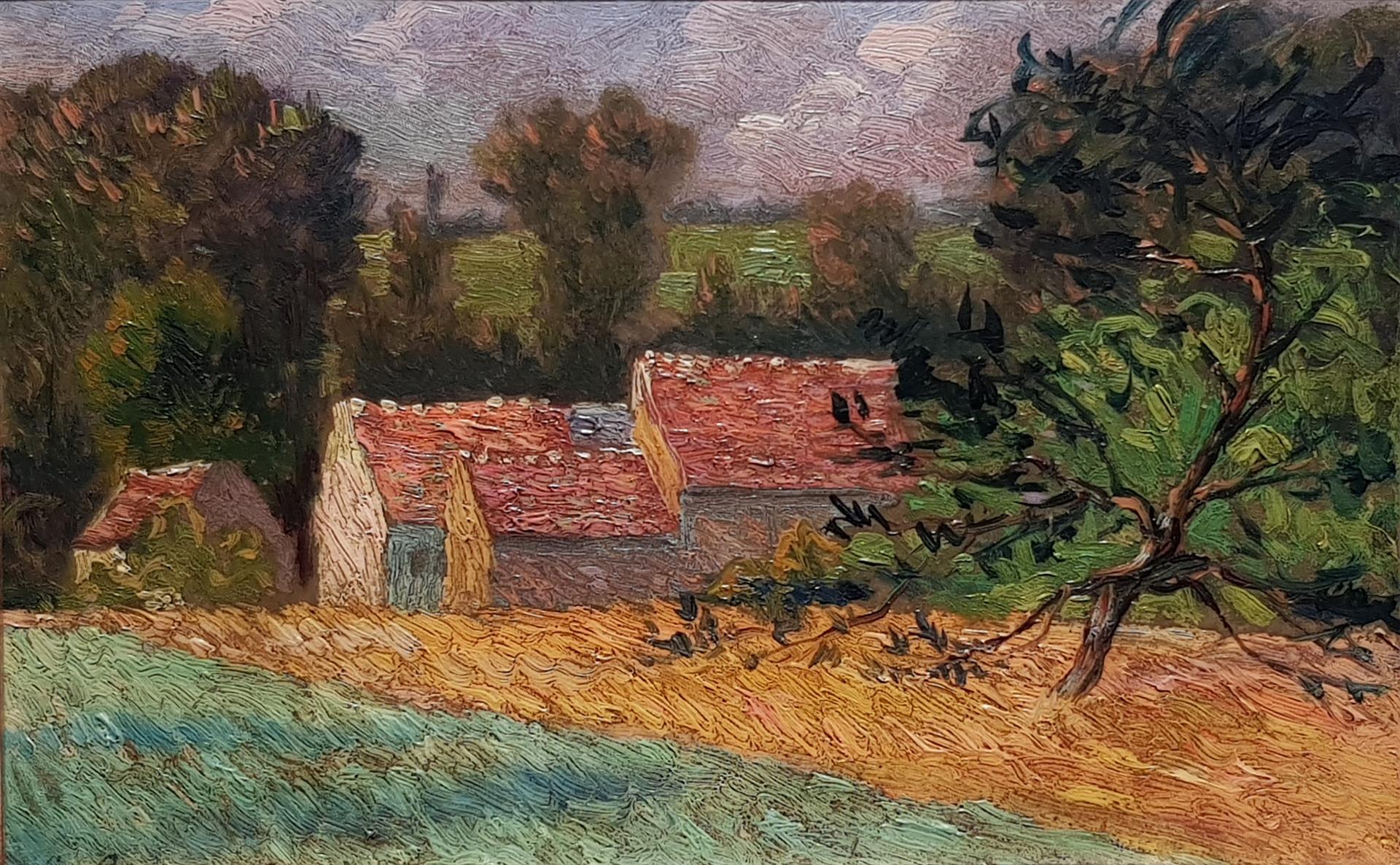 Léo Gausson Paysage aux toits rouges 1900 Fine Art Print