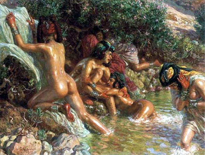 Nasreddine Dinet The Bathers Escape 1905 Fine Art Print