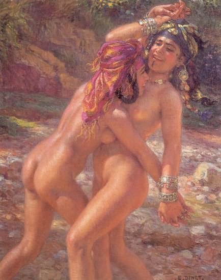 Nasreddine Dinet Bathers Wrestling 1909 Fine Art Print