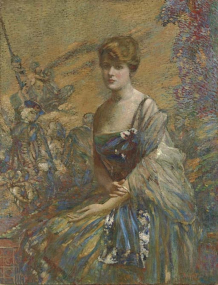 Robert Lewis Reid Lady in Blue 1915 Fine Art Print