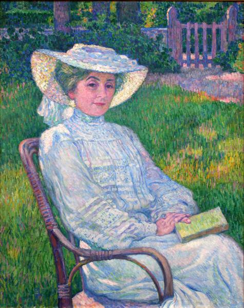 Theo van Rysselberghe Lady in White, Portrait of Mrs. Théo Van Rysselberghe 1907 Fine Art Print
