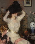Frank W. Benson Lady Trying on a Hat (The Black Hat) 1904 Fine Art Print