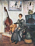 Ilya Mashkov Lady with a Contrabass 1915 Fine Art Print