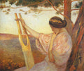 Henri Martin Lady with Lyre by Pine Trees 1890 Fine Art Print
