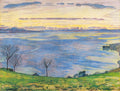 Ferdinand Hodler Lake Geneva on the evening in Chexbres 1895 Fine Art Print