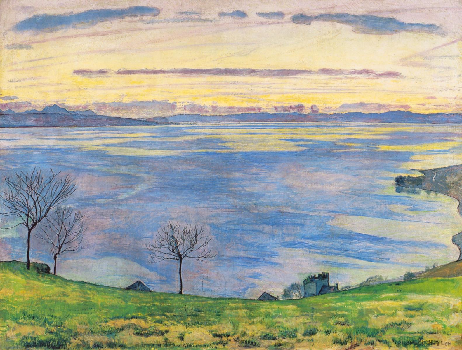 Ferdinand Hodler Lake Geneva on the evening in Chexbres 1895 Fine Art Print