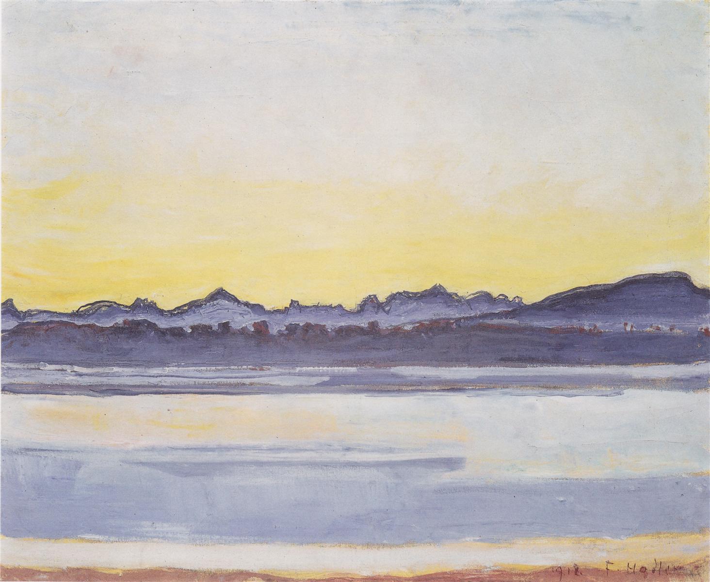 Ferdinand Hodler Lake Geneva with Mont Blanc before sunrise 1918 Fine Art Print