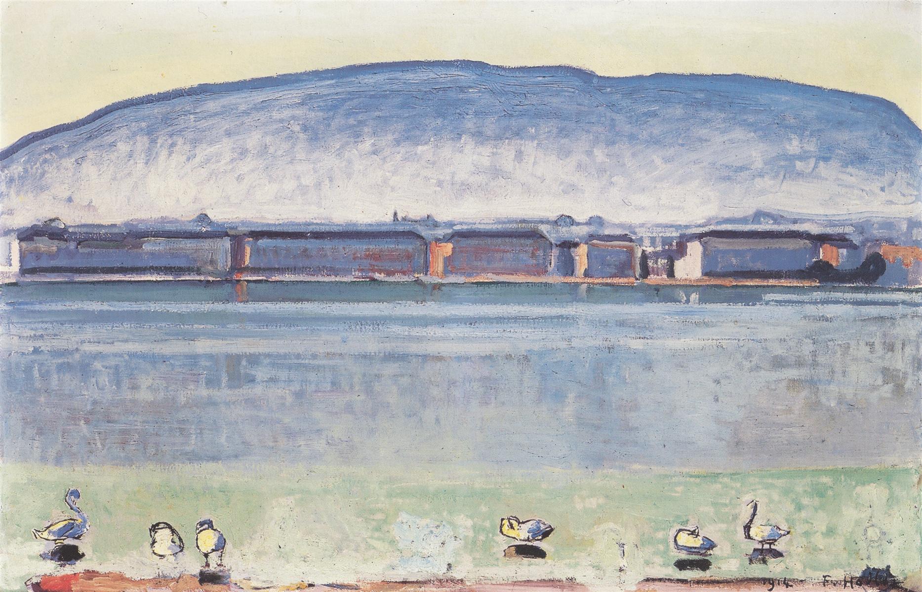 Ferdinand Hodler Lake Geneva with six swans 1914 Fine Art Print
