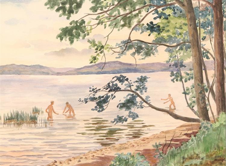 Pyotr Konchalovsky Lake Hepoyarvi, Bathing 1951 Fine Art Print
