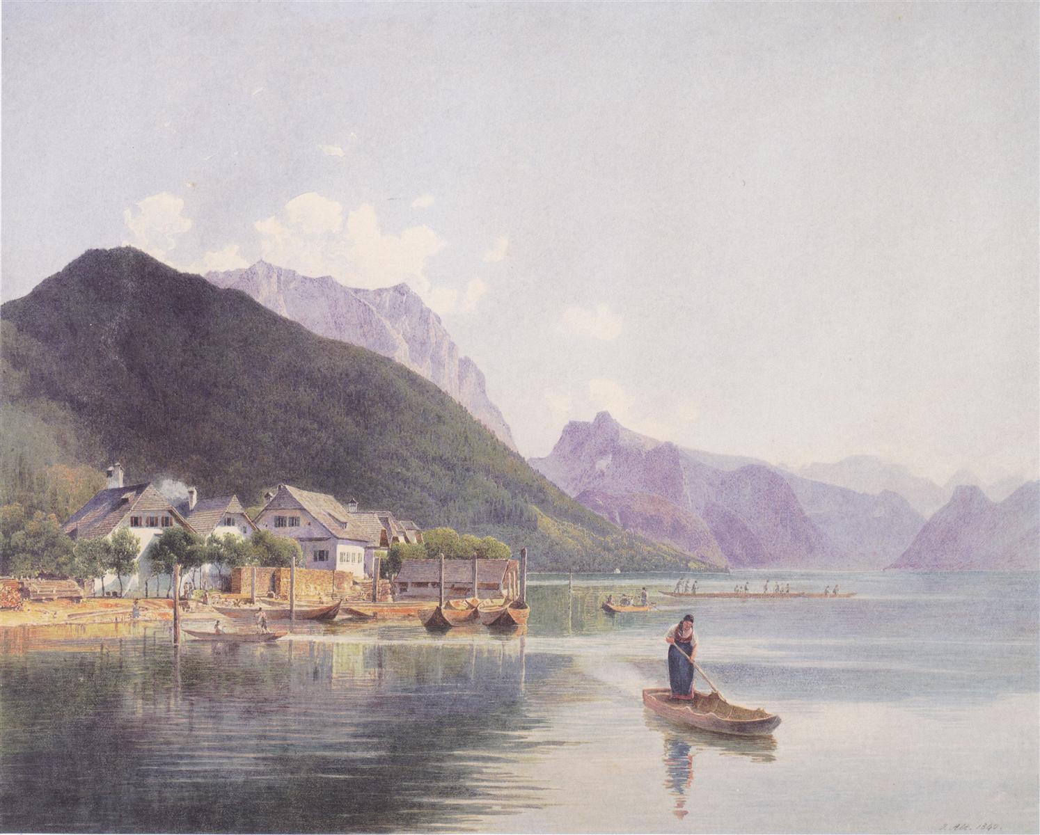 Rudolf von Alt Lake Traun 1840 Fine Art Print