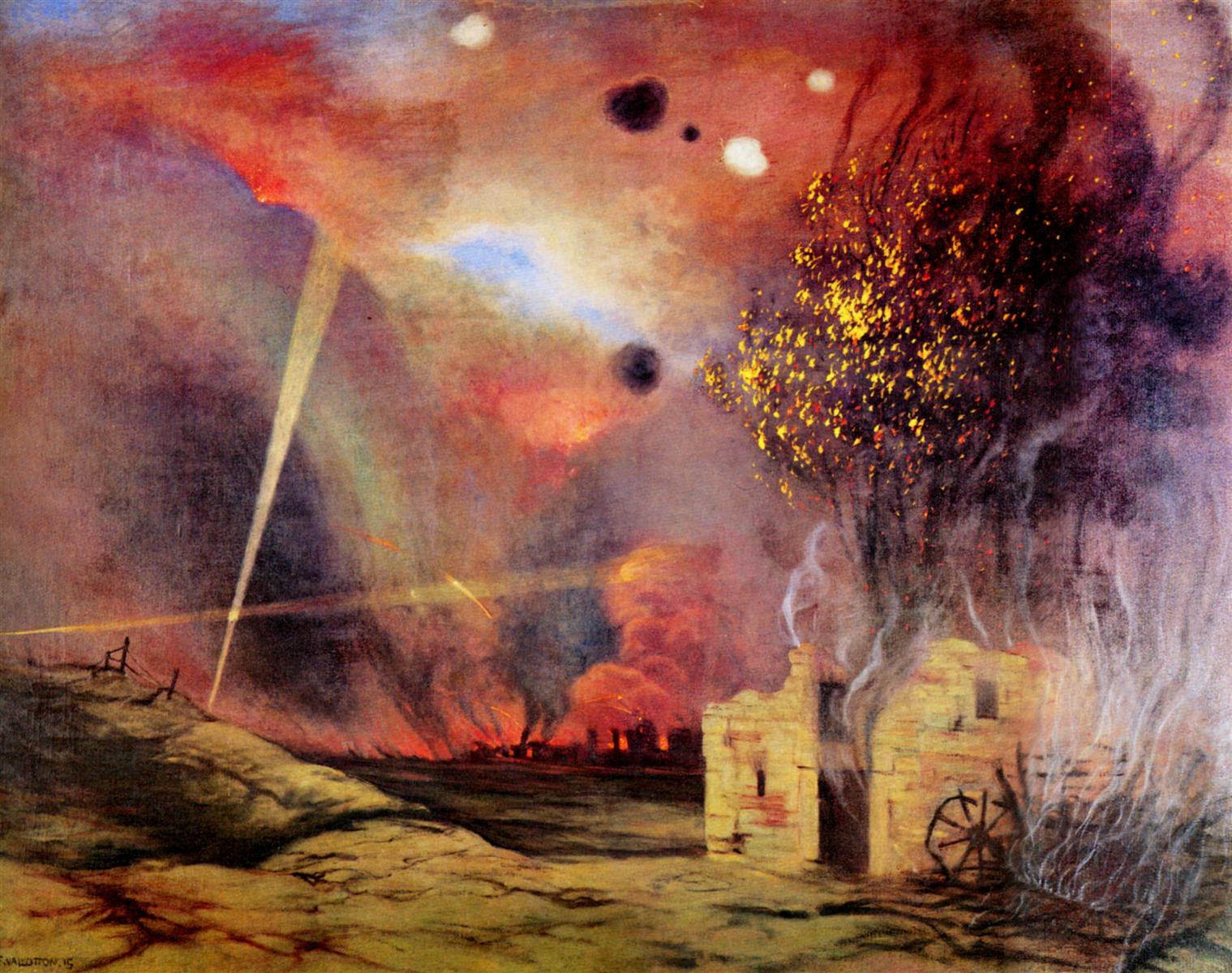 Felix Vallotton Landscape off ruins and fires 1914 Fine Art Print
