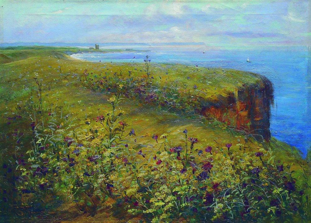 Konstantin Makovsky Landscape (Sea and Flowers) 1890 Fine Art Print