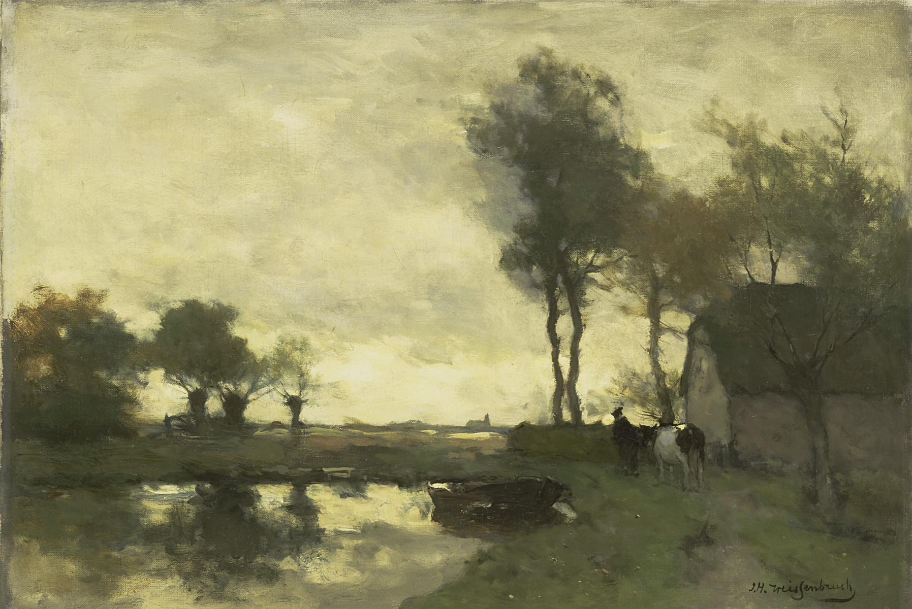 Johan Hendrik Weissenbruch Landscape with a Farm Pond 1870-1903 Fine Art Print