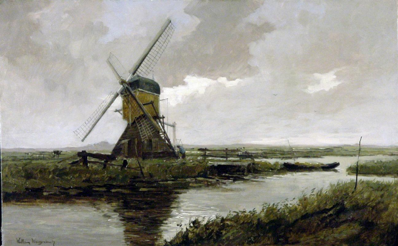 Johan Hendrik Weissenbruch Landscape with a Mill 1873 Fine Art Print