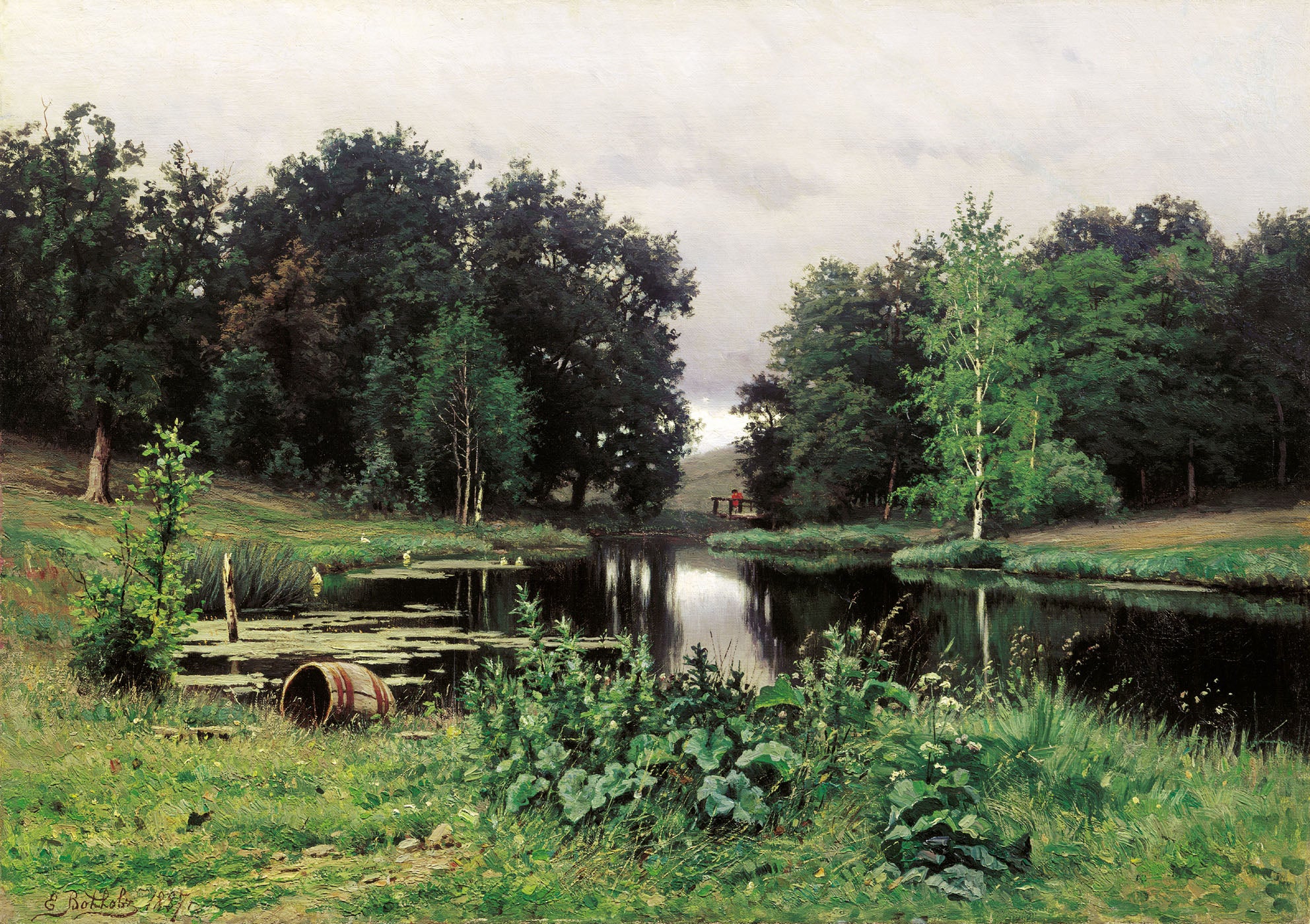 Efim Volkov Landscape with a Pond 1887 Fine Art Print