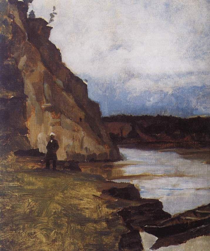 Vasily Surikov Landscape with Brother's Figure 1861 Fine Art Print