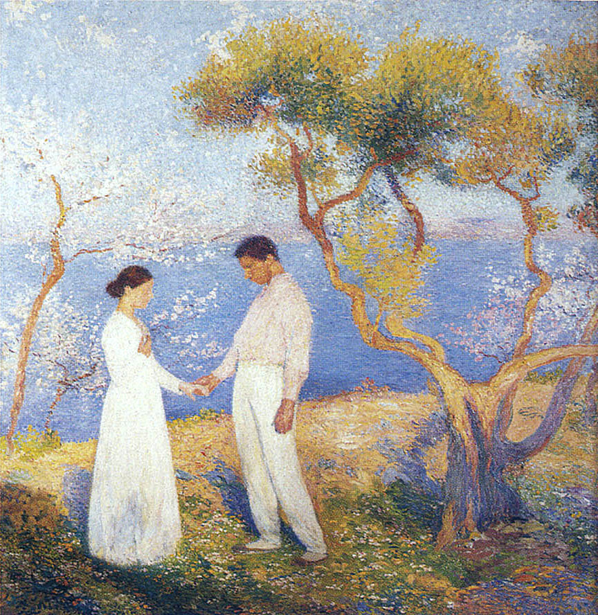 Henri Martin Landscape with Couple 1900 Fine Art Print