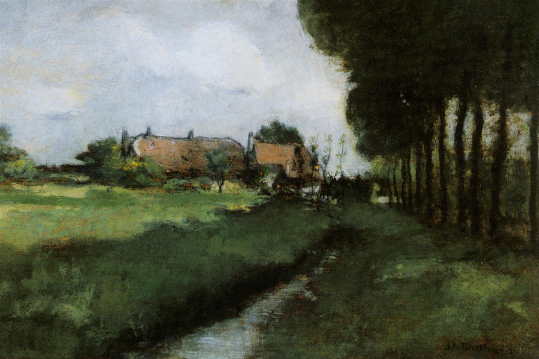John Henry Twachtman Landscape With Houses and Stream 1881 Fine Art Print