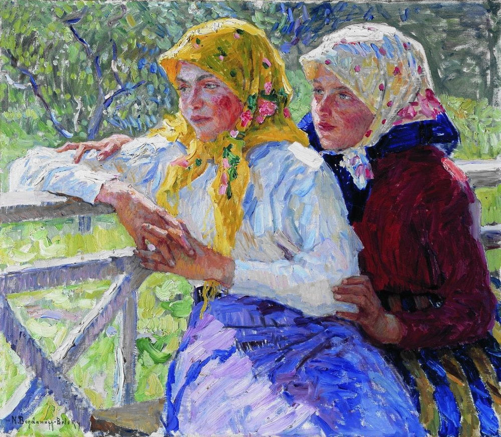 Nikolay Bogdanov Belsky Latgal Girls 1920 Fine Art Print
