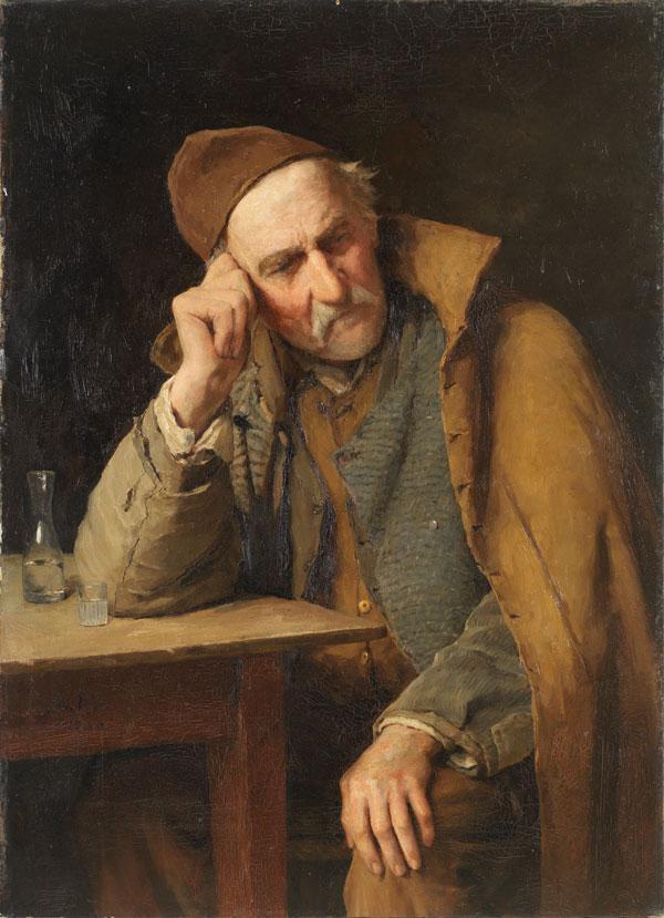 Albrecht Anker The Old Schnapper - A Jules With Glass Of Schnapps 1900 Fine Art Print