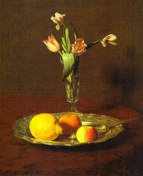 Henri Fantin-Latour Lemons, Apples and Tulips 1865 Fine Art Print