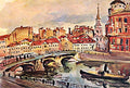 Pyotr Konchalovsky Leningrad. Bridge of Belinsky. Church of St. Simeon and Anna. 1931 Fine Art Print