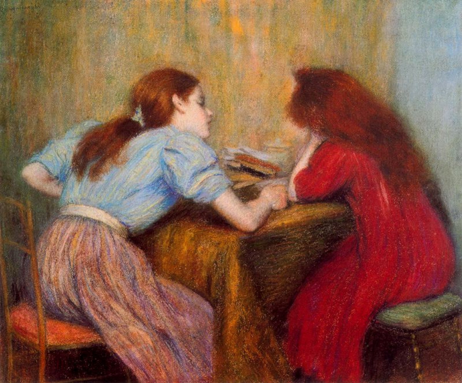 Federico Zandomeneghi Lesson 1902 Fine Art Print