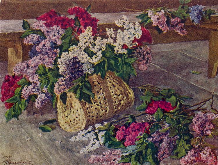 Pyotr Konchalovsky Lilacs in a Purse on the Floor 1955 Fine Art Print