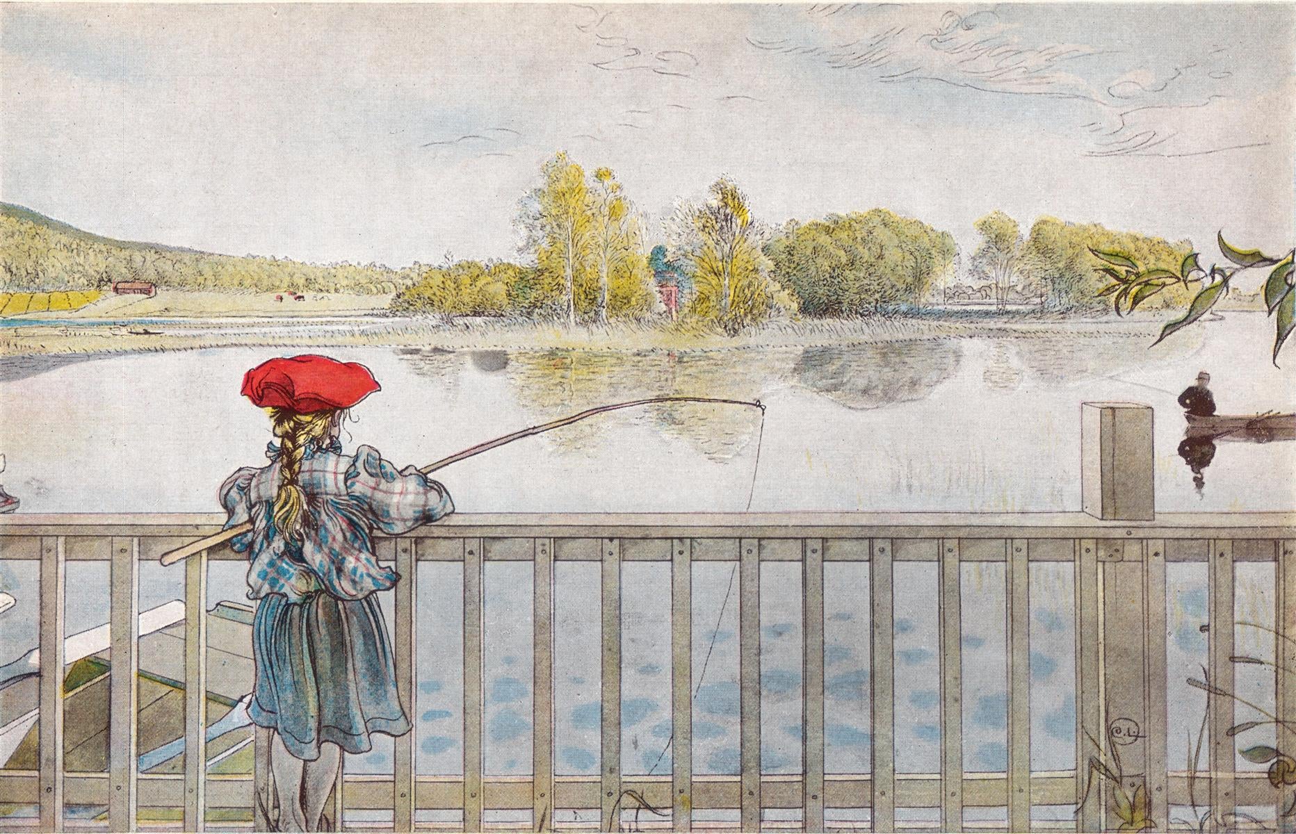 Carl Larsson Lisbeth Fishing 1898 Fine Art Print