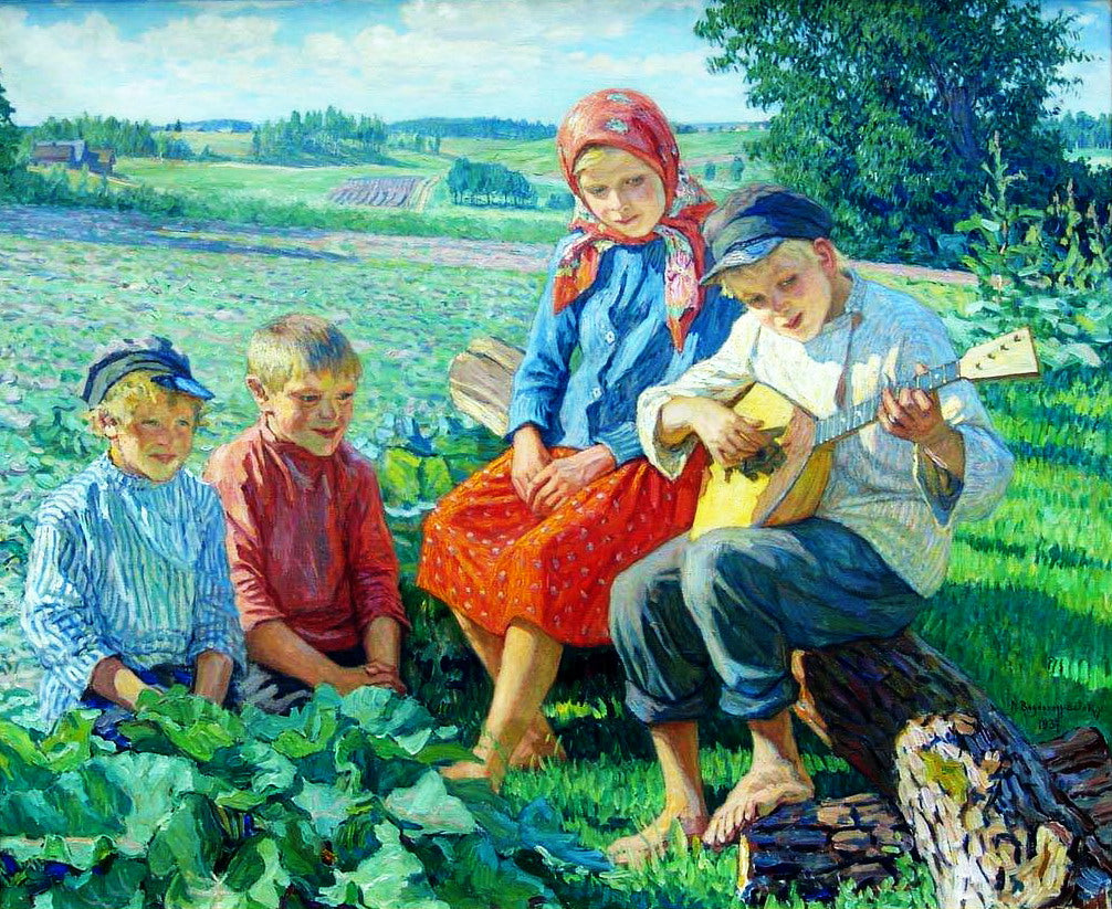 Nikolay Bogdanov Belsky Little Concert with Balalaika 1937 Fine Art Print
