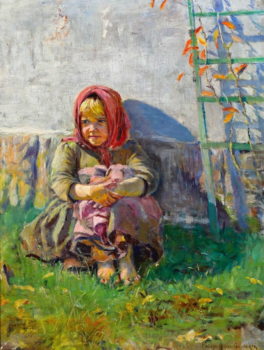 Nikolay Bogdanov Belsky Little Girl in a Garden 1945 Fine Art Print